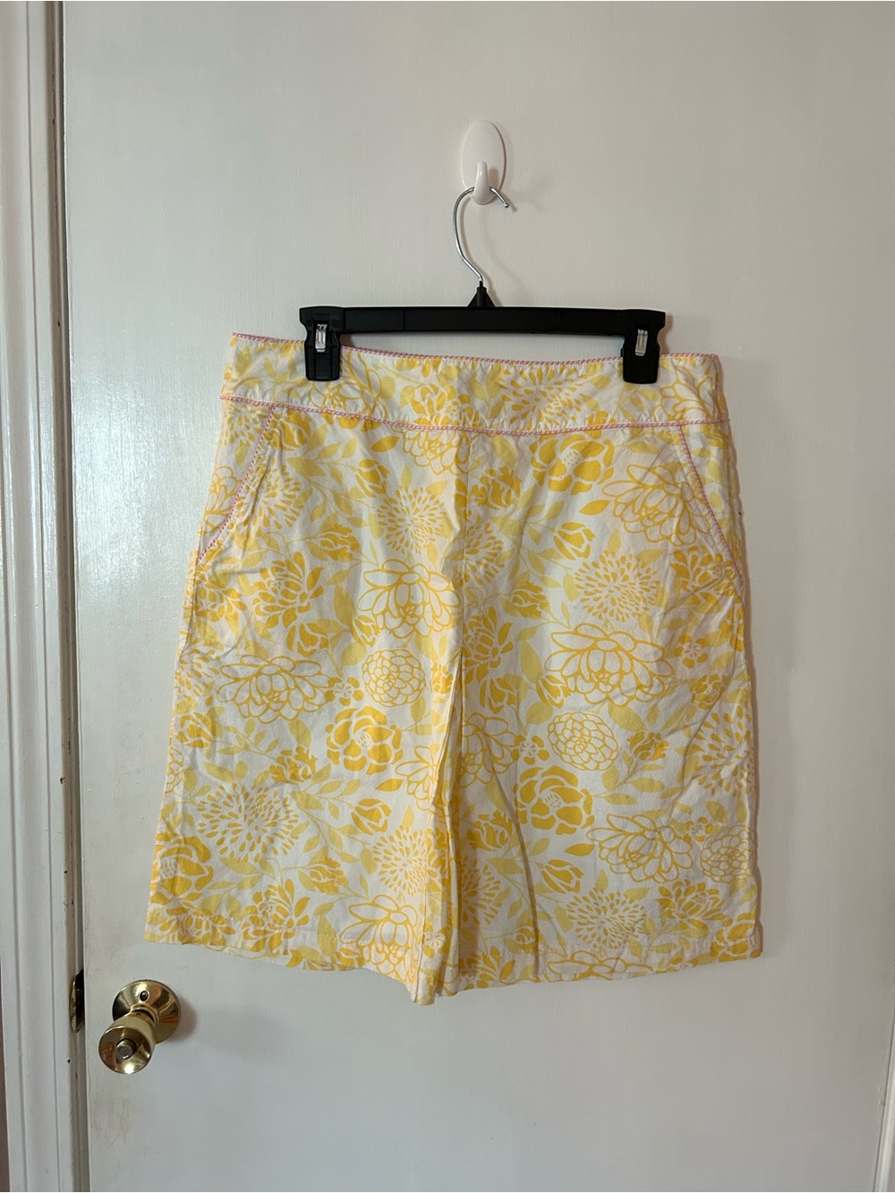 L.L. Bean Yellow Floral Cotton Bermudas